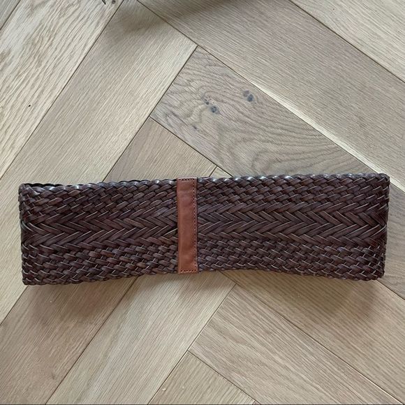 Woven brown leather belt with hooks | S - XS - Picture 2 of 8